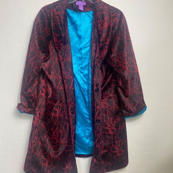 Vtg Suzanne Somers Collection 3X Oprea coat red /Black flair - Picture 1 of 9